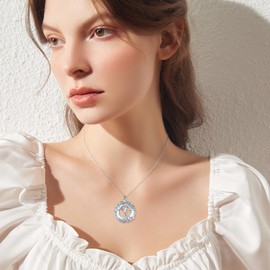 TOUPOP Moonstone Tree of Life Necklace for Women Sterling Silver Family Tree Pendant Irish Celtic Jewelry Birthday Christmas Gifts for Mom Wife Her