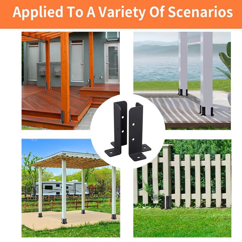 4 Pack Anchor Base Brackets Black Steel, Wall Mount, Adjustable