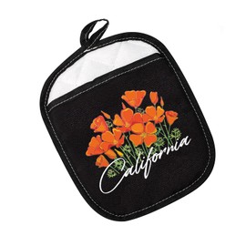 California Pot Holder California Poppies Oven Mitt American Poppy Pot Holder California Poppy Lover Gift (California Balck)