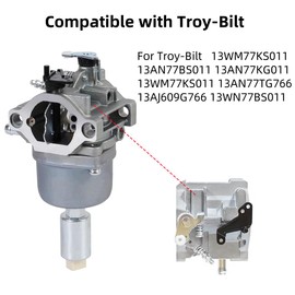 13WM77KS011 Carburetor Fits for Troy Bilt 13AN77BS011 13AN77KG011 13AN77TG766 13AJ609G766 13AN77KS211 13WN77KS066 13AM77KS011 13AN77KG066 Mower Parts Carb for BS Nikki 594605 799252 697203 799253