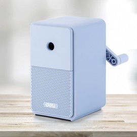 Deli Manual Pencil Sharpener, Auto-in Hand Crank Pencil Sharpener with Adjustable Point for Pencils and Colored Pencils, Pencil Sharpener for Kids, Students, Classroom, Home and Office, Blue