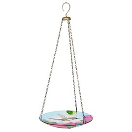 Alpine Corporation KBD150 10" Glass Red Bird Feeder, Hanging Birdfeeder w/Flowers & Hummingbird