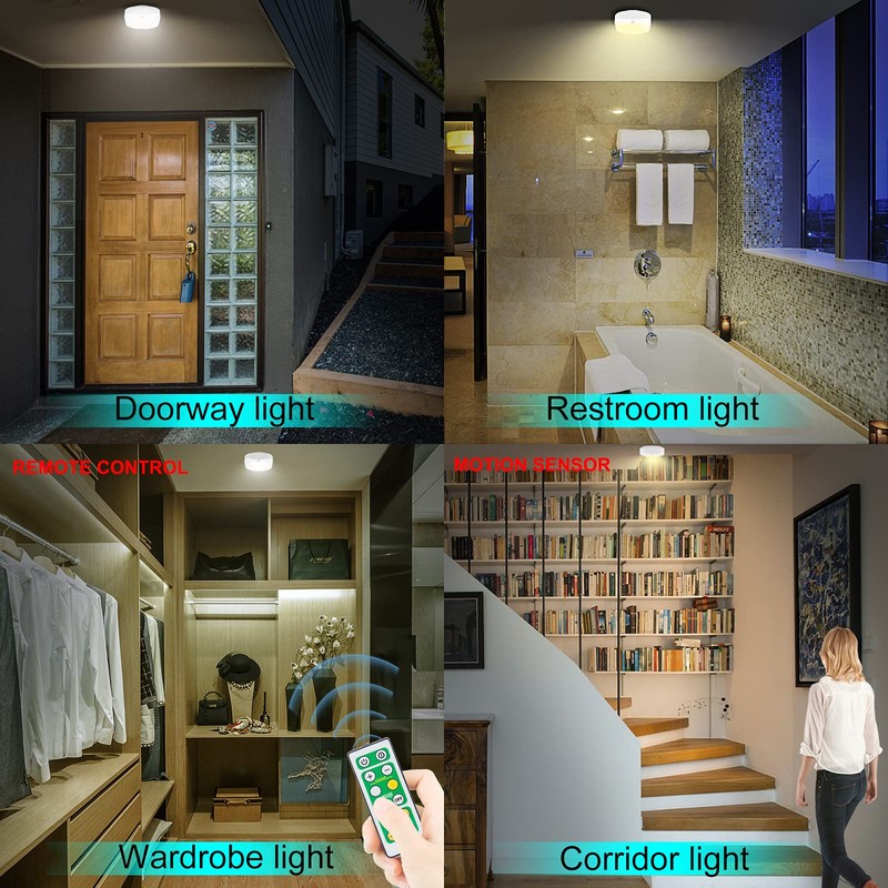 HONGUT Battery Operated LED Ceiling Light, Cordless Ceiling Light with