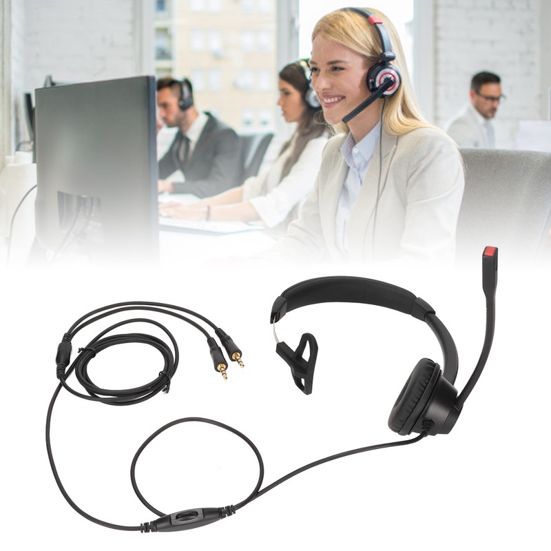 3.5mm Monaural Headset 3 Section Dual 3.5mm Plug PC Business