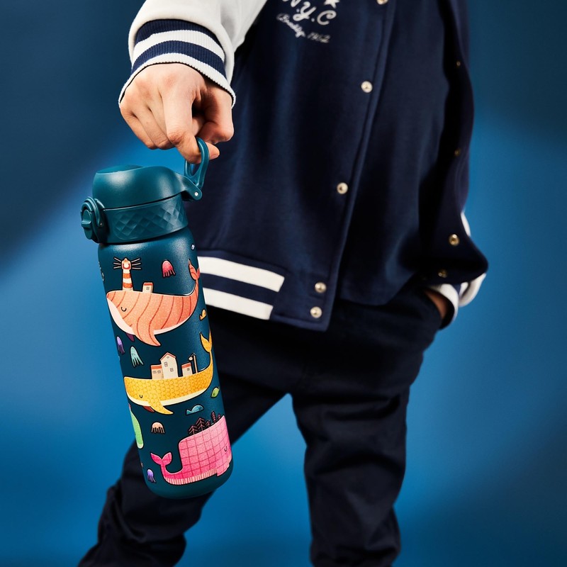 Ion8 Steel Water Bottle, 600 ml/20 oz, Leak Proof, Easy