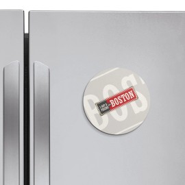 Unbranded Boston Retro Travel Tin Sign | 4'' X 4'' Round Decorative Magnet