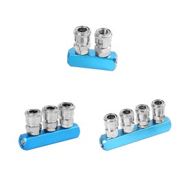 SagaSave 3Pcs Aluminum Air Compressor Splitter, 2/3/4 Way Quick Connect Manifold Fitting Air Hose Fitting