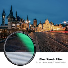 K&F Concept Nano-X Series Blue Streak Anamorphic Effect Filter 58 mm Blue Strip Filter Anamorphic Light Flare Effect Filter