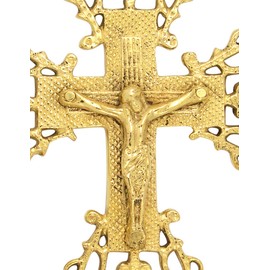Religious Gifts High Polished Brass Ornate Cross Wall Crucifix, 9 Inch