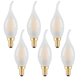 Frosted Candelabra Led Light Bulbs Dimmable- E12 Led Bulb 25 Watt Equivalent- 2W CA10 Flame Tip Chandelier Bulb, 2700K Soft Warm Candle Light Bulbs for Wall Sconce, Pandent, Ceiling Fan- 6 Count