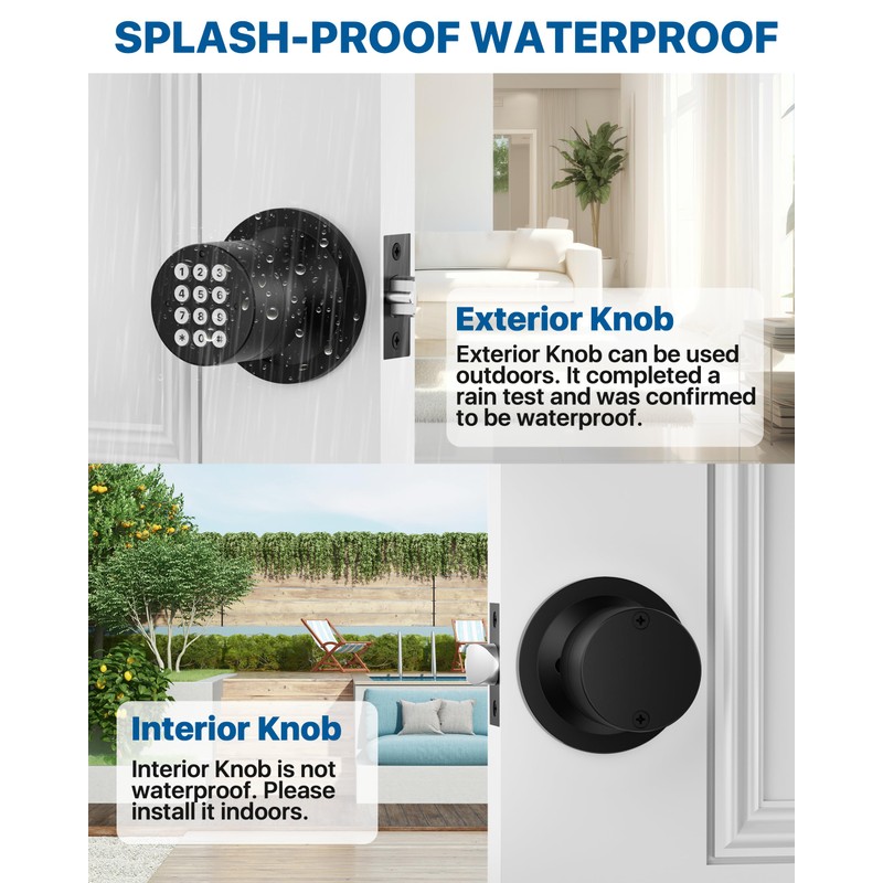Door Knob with Keypad, Keyless Entry Door Lock, Front Door