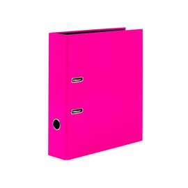 HERMA Folder A4 Neon Pink, 7 cm Wide, Children's Ring Binder, Plain Lever Arch File in Bright Neon Colour for Boys and Girls