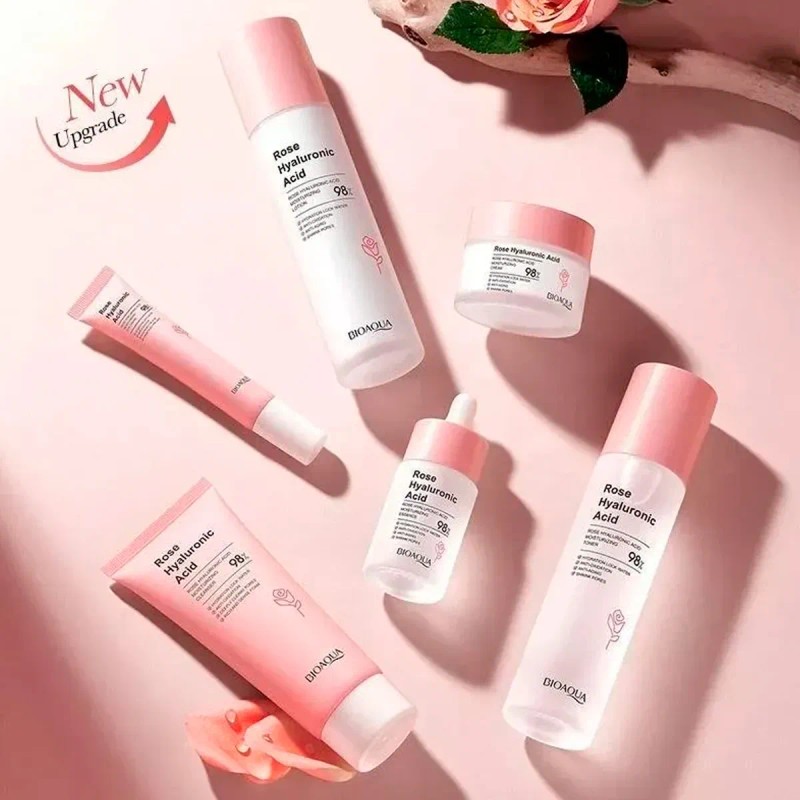 Bioaqua set skincare 6 pzs agua de rosas y ácido