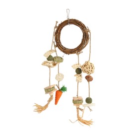 Rabbits Cage Hanging Chew Toys Safe Teeth Grinding Healthy Bunny Chew Ring with Chew Treats for Hamster Parrot