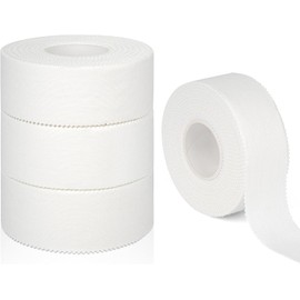 4 Rollen Tape Sport Weiß, Selbstklebendes Sport Tape, Elastisches Baumwolle Fingertape, Tapeverband, Athletic Tape für Fußball, Yoga, Klettern & Alle Sportarten (2.5CM*9.1M+3.8CM*9.1M)