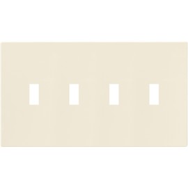 Eaton PJS4LA Polycarbonate 4-Gang Screwless Toggle Switch Mid Size Wall Plate, Light Almond