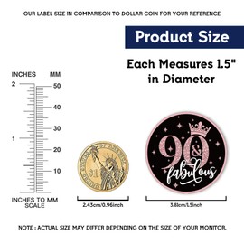 REWIDPARTY 1.5 Inch Round 90th Birthday Stickers（80 Pieces） Rose Gold 90 & Fabulous Stickers 90th Birthday Party Favor Stickers Adhesive Party Stickers 90th Birthday Party Decorations Supplies