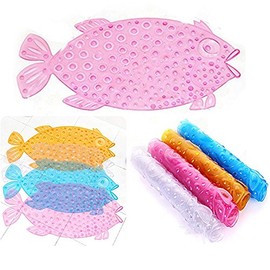 Itian Fish Bath Shower Mat with Non-Slip Suction Cup, Non-Slip Bath Mat Massage Shower Bath Mat for Baby Children (Pink)