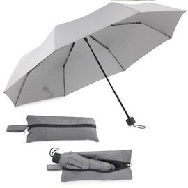Maximex 2-in-1 Pocket Umbrella with Bag, Space-Saving Pocket Umbrella with Integrated Shopping Bag, Quick-Drying Pocket Umbrella with Handle & Low Weight, 40 x 40 m, gray, Compact