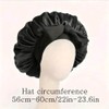 Satin Sleep Bonnet with Bow, Elastic Hair Cap, Black, Black,