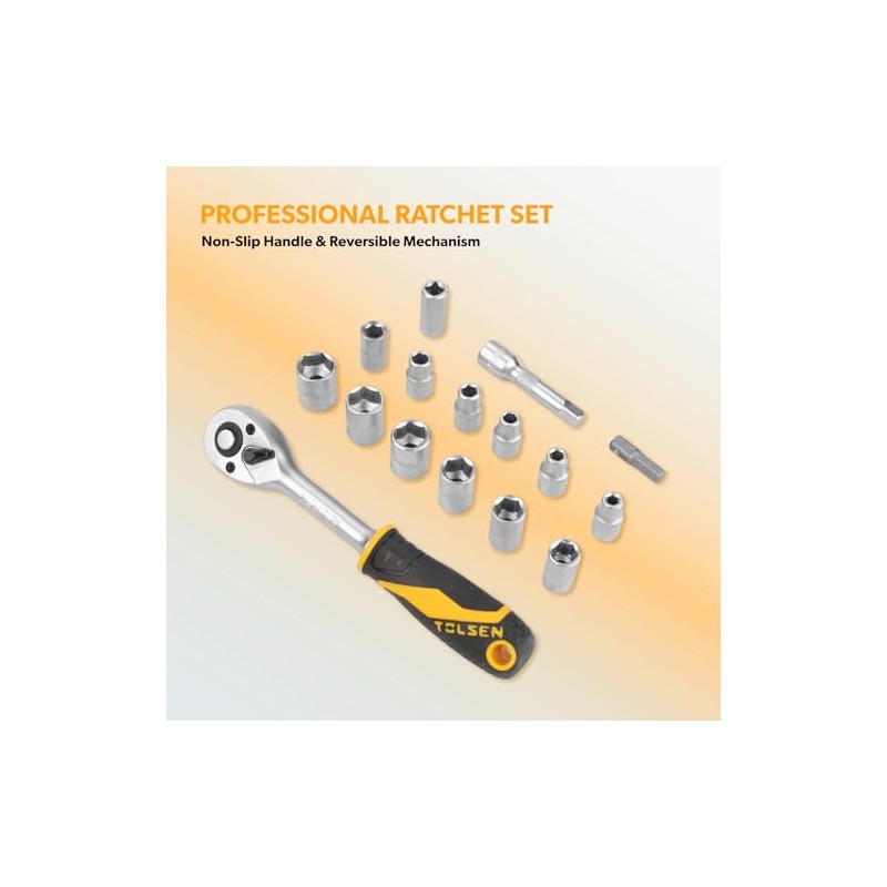 TOLSEN Tool Set Home Mechanic Tool Kit, Screwdriver,Hammer, Ratchet, Drill