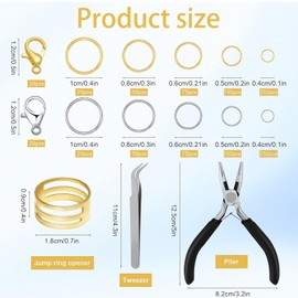 Jump Rings for Jewellery Making, 1443 Pieces Metal Open Rings, Jump Rings, Jewellery Making Rings with Jewellery Pliers, Tweezers, Jump Ring Opener for DIY Bracelets, Necklaces, Crafts