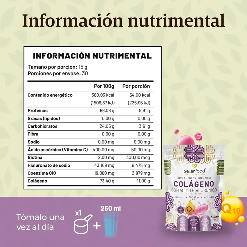 Colágeno Balanfood Hidrolizado con Ácido Hialurónico y Biotina Sin Sabor
