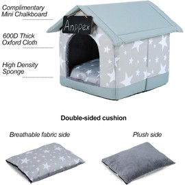 ANPPEX Large Dog House Indoor,2XL Size Indoor Dog House for Large and Medium Dogs,Covered Dog Bed with Cushion,Gray