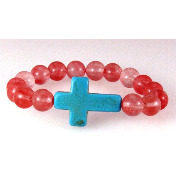4030796 Christian Cross Beaded Stretch Bracelet Scripture Verse Religious Bib...