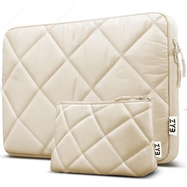 ZYB 13.3 Inch Puffy Laptop Case MacBook Bag for MacBook Air 13 M3 M2 M1 2024-2010, MacBook Pro 13 M1 M2 2023-2012, MacBook Pro 14 2023-2021 M3 A2918/A2992 M2 A27 79 M1 7A2443-Beige