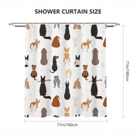 AIBIIN Animal Dog Shower Curtain Cute Funny Dogs Paw Bath Curtains Durable Waterproof Polyester Material with 12 Hooks