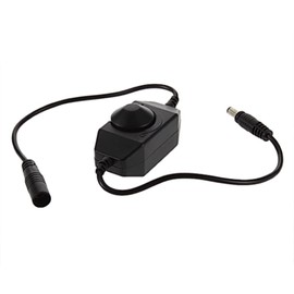 ABI Inline Mini Dial Inline Switch LED Dimmer DC Jack 12-24V PWM for LED Strip Light LED Tape LED Ribbon LED Rope LED String Light, Black