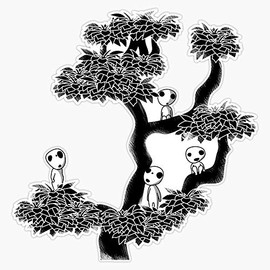 Kodama Tree Sticker Vinyl Waterproof Sticker Decal Car Laptop Wall Window Bumper Sticker 5"