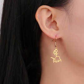 Fashion Runner Earrings Marathon Runner Gifts for Women Girls Stainless Steel Sports Hoop Earrings Running Jewelry Gift Stainless Steel, Stainless Steel