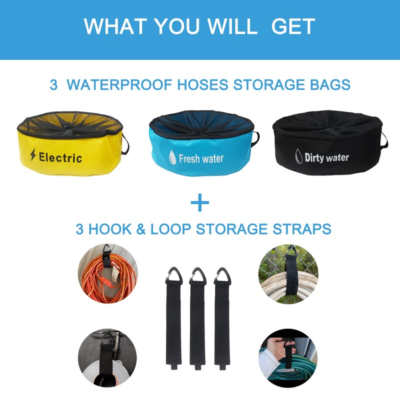 RV Hose Storage Bag, 3 Pack Utility Bag for Sewer