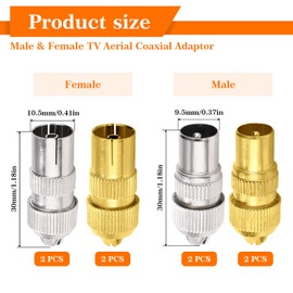KUOQIY 8 Pieces Metal TV Antenna Coaxial Plug, 4 Female & 4 Male TV Aerial Coaxial Cable Adapter, Female Male Coaxial Cable RF Antenna Plug for RF Cable