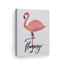 Smile Art Design Cute Flamingo Watercolor Painting White Background Canvas Print Kids Room Decor Wall Art Baby Room Decor Kids Room Decor Nursery Decor - Made in The USA 40x30