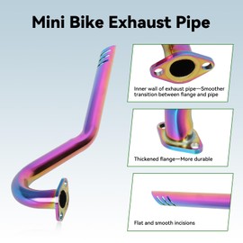 XIKOBY Upgraded Central Long Exhaust Kit Compatible with Mini Bike Coleman CT100U CC100X Massimo MB100 F-RP GMB100 Rascal Lite Predator 79cc 98cc 3.0HP 154F Engine Parts Colorful