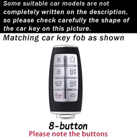 ontto 8-button Key Cover Fit for Genesis G70 G80 G90 2021-up Key Fob Leather Car Key Holder Fit for Hyundai Genesis GV70 GV80, Brown
