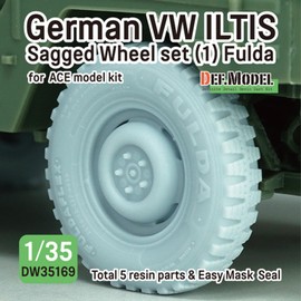 DEF.Model DW35169 1/35 German VW Irtis 4-wheel Drive Small Military Vehicle (Type 183) Self-Deforming Tire Set #1 Fluda Type (For ACE), Resin Parts