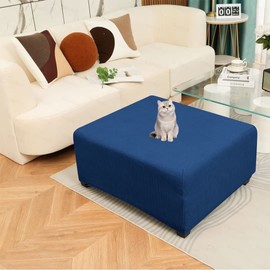 NUBAGO Ottoman Cover, Square, Footrest Cover, Stretchable, Fit, Removable, Pedal Protection, Fleece Sofa Cover, Stool Cover, Dog and Cat, Scratch Resistant, Elastic Material, Washable, Suitable for