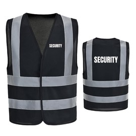 AYKRM Black Hi Vis Security Vest - Reflective Safety for Superior Visibility & Protection Outdoors, Size 3XL