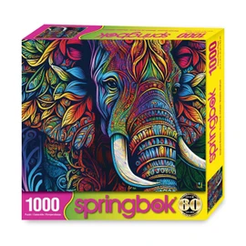 Springbok Elephant Mandala 1000 Piece Jigsaw Puzzle for Adults - Unique Cut Pieces - Made in USA