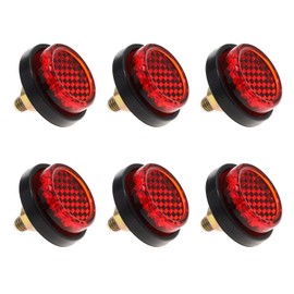 eMagTech 6PCS Red Motorcycle Mini License Plate Reflector M5 Screw Mount Round Warning Reflector Tag Bolt for Motorcycle Bicycle Car Tractor Truck Boat