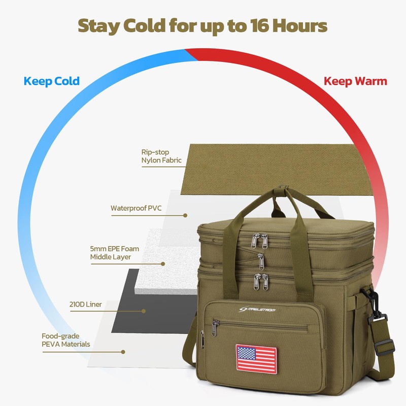 Maelstrom Tactical Lunch Box for Men, 23L Insulated Lunch Bag,