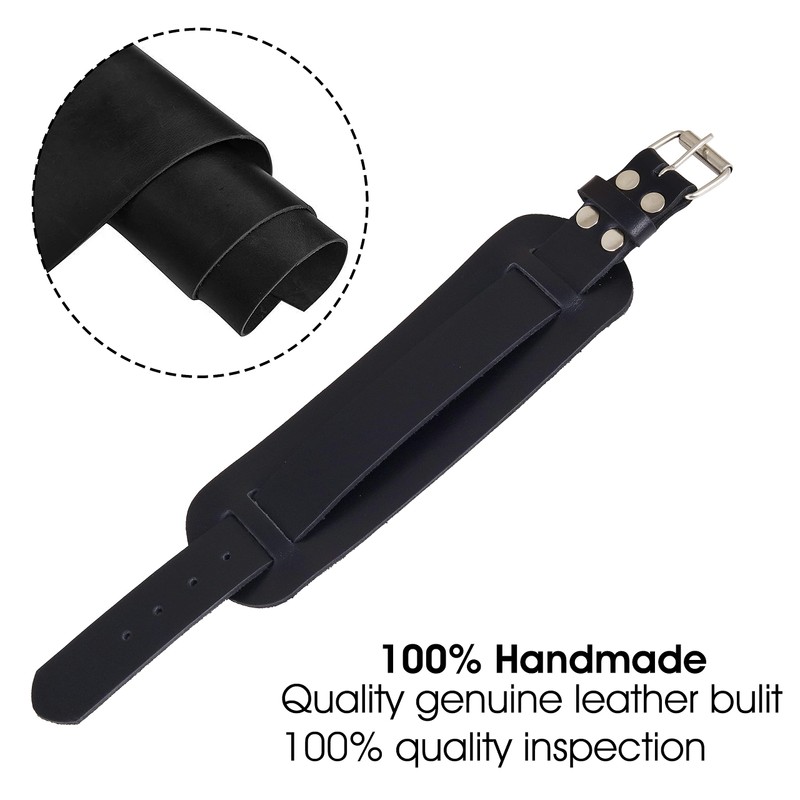 SHADOW DANCE UK Black Genuine Leather Wrist Cuff Band Adjustable