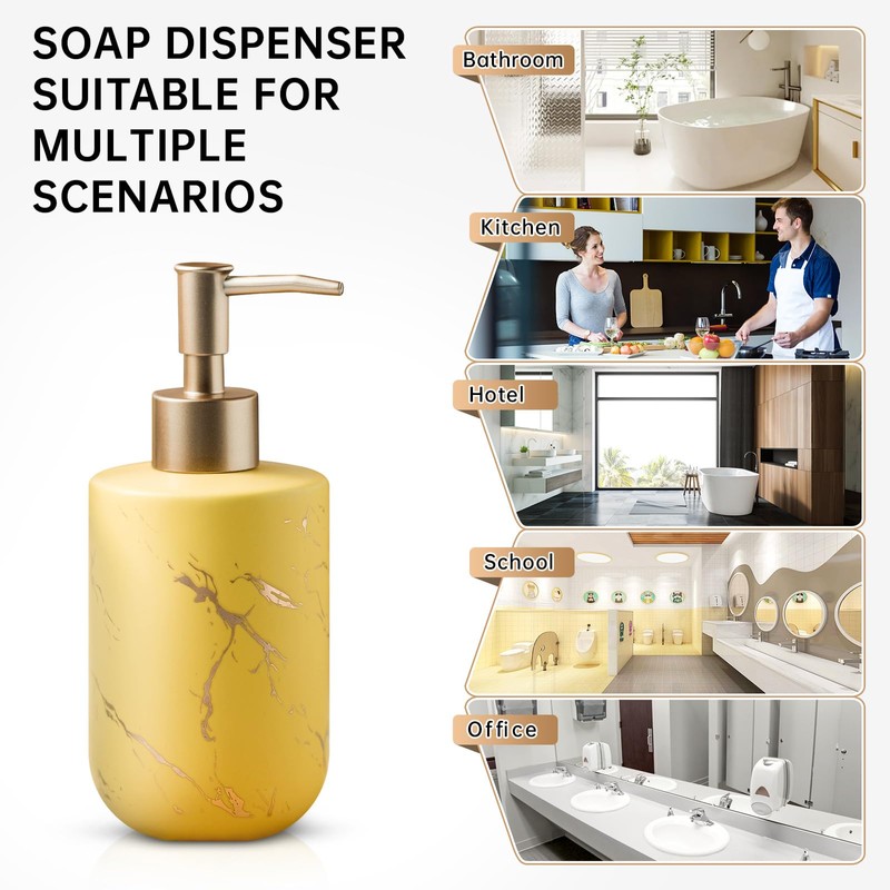 Gold Soap Dispenser Bathroom,Hand Soap Dispenser with Marbling,Soap Dispenser Ceramic