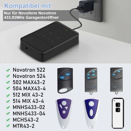 pepape Smart WLAN Garage Door Opener Controller for Novoferm Novotron Handheld Transmitter 502 MAX43-2, 512 MIX43-2, App Control, Compatible with Novoferm NovoPort Novomatic 433.92MHz Garage Door