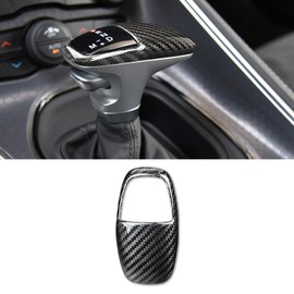 SUNJIKA Compatible with Center Console Real Carbon Fiber not ABS Cover Gear Shifter Box Gun Cover Trim Interior Accessories for Dodge Challenger Viper Charger SRT (Black 1pc)