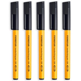 STAEDTLER 309 Handwriting Pen - 0.6mm Nib - Home, School, Office, Work Stationery (Black, Pack of 5)